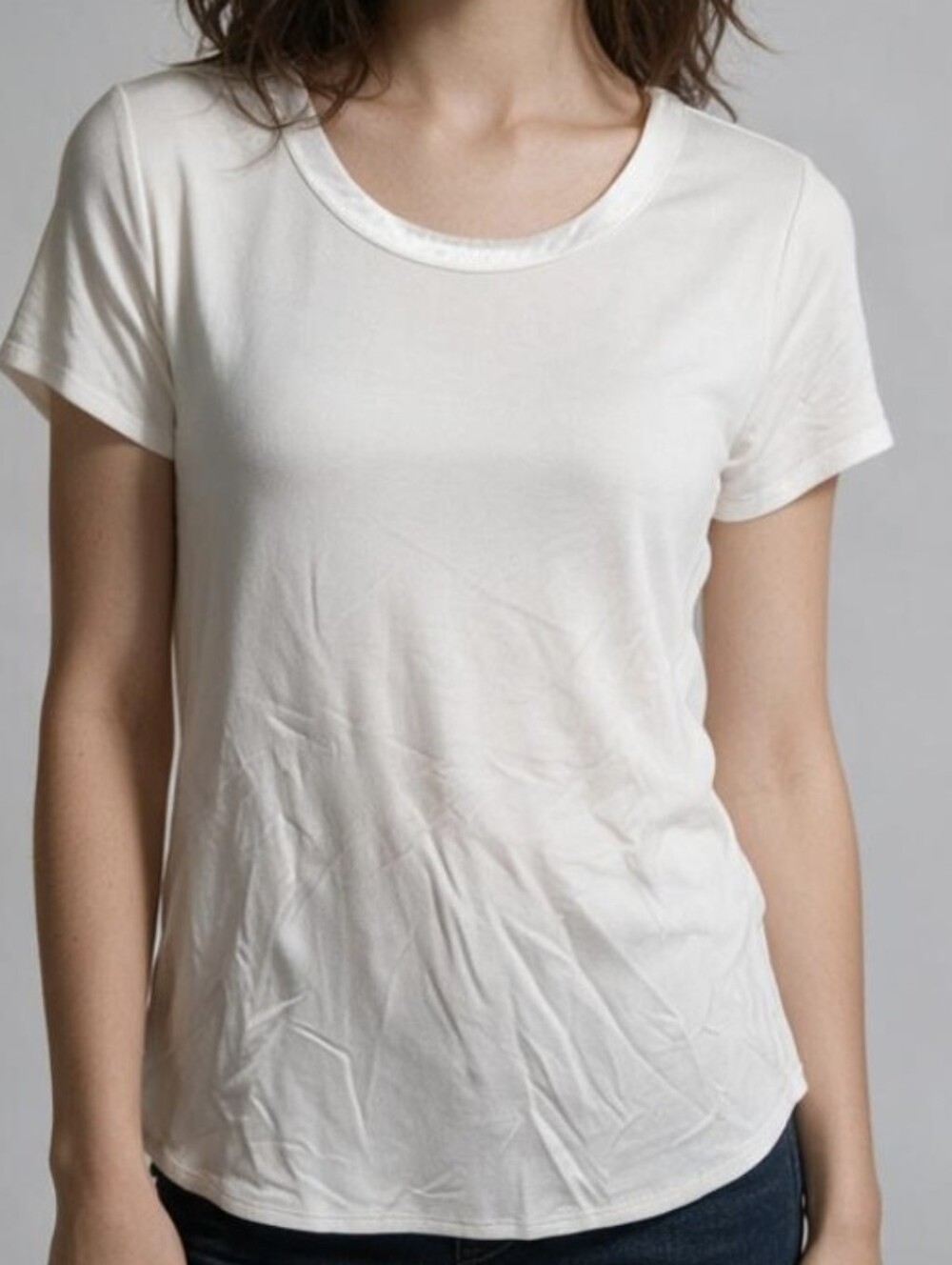 Alfani Cream Short Sleeve Crew Neck Tee